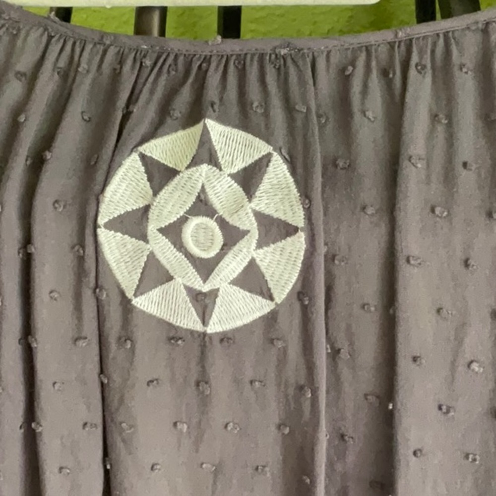 💖THML grey long sleeve boho top with cream embroidery - Picture 4 of 5